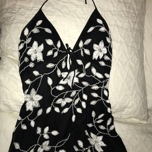 Caché asymmetrical sequin and silk dress